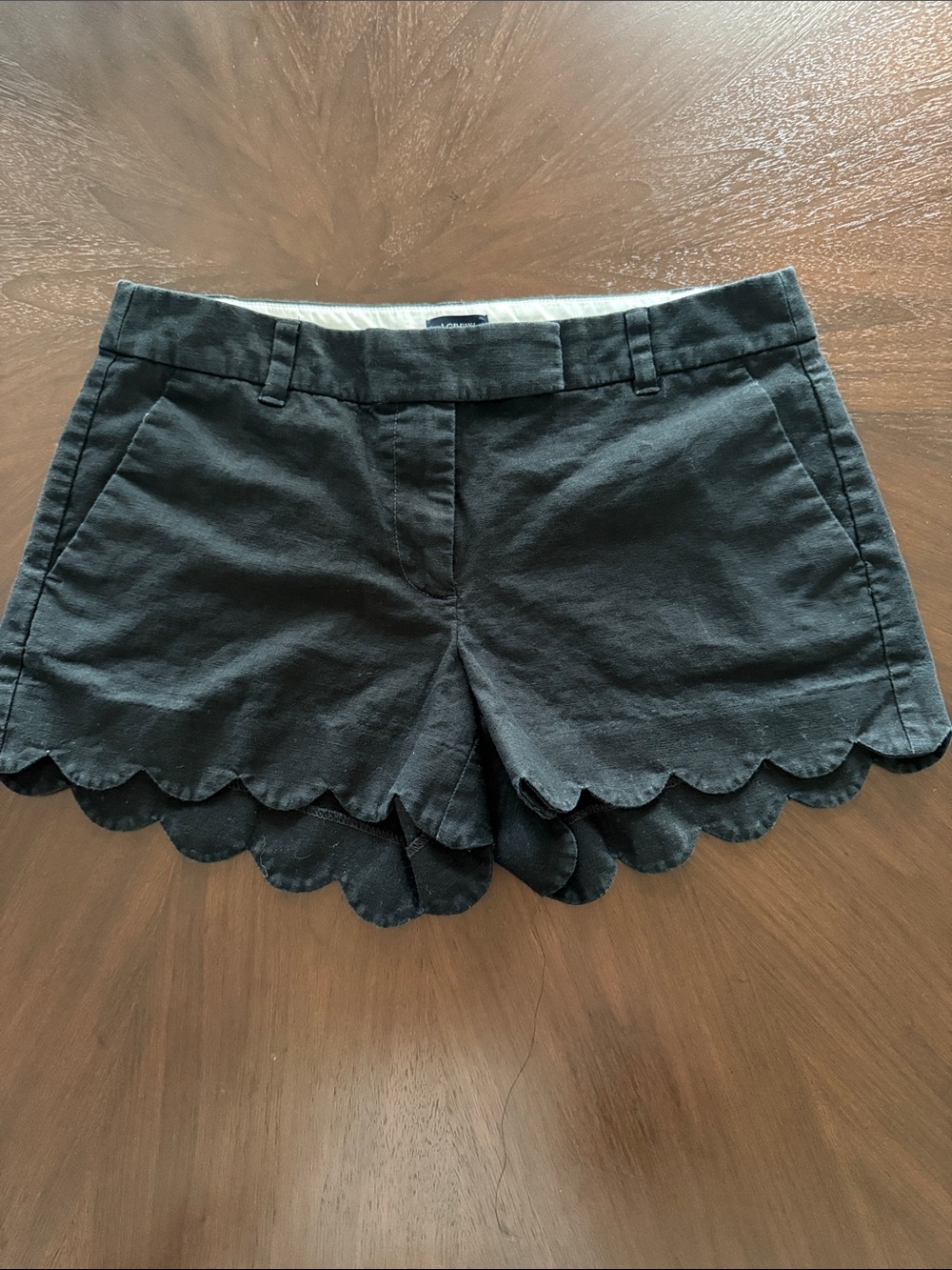 J. Crew Linen-Cotton Scallop Hem Short